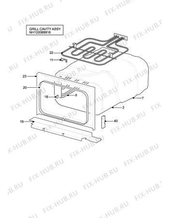 Взрыв-схема плиты (духовки) Electrolux EOU5330X - Схема узла H10 Grill cavity assy